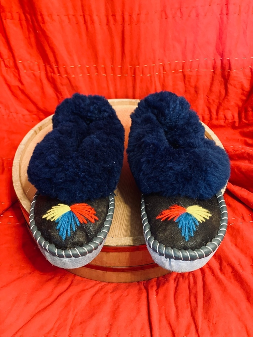 Handmade Sheepskin Moccasins Slippers From Poland Size 8